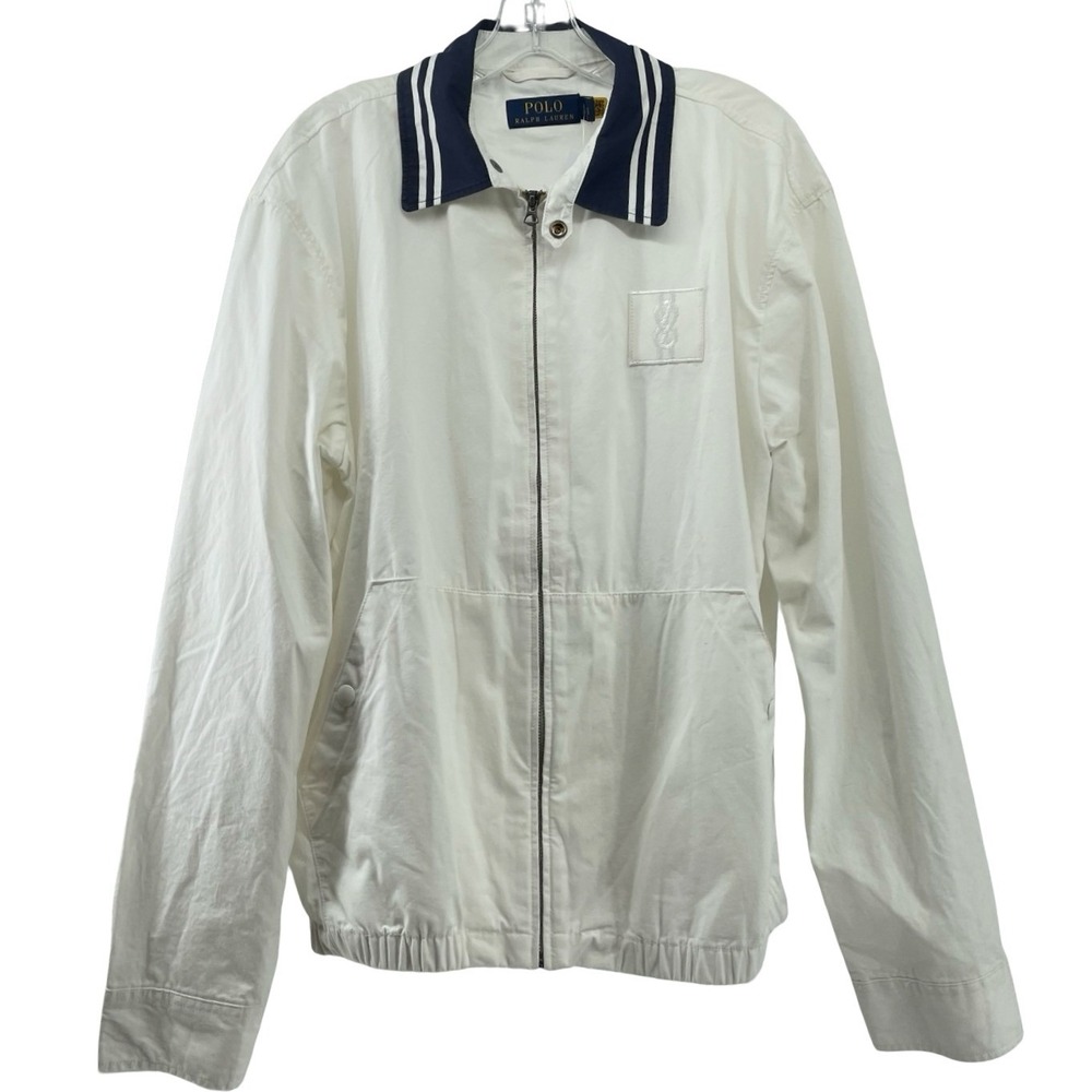 Polo Ralph Lauren Men's Jacket Harrington White Cotton Large